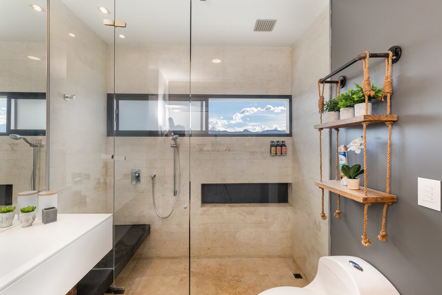 Bathroom with glass shower at Energy 1201, Medellin