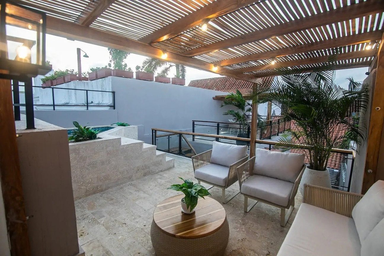 Rooftop lounge with pergola at Iconic Center, Historic Center of Cartagena