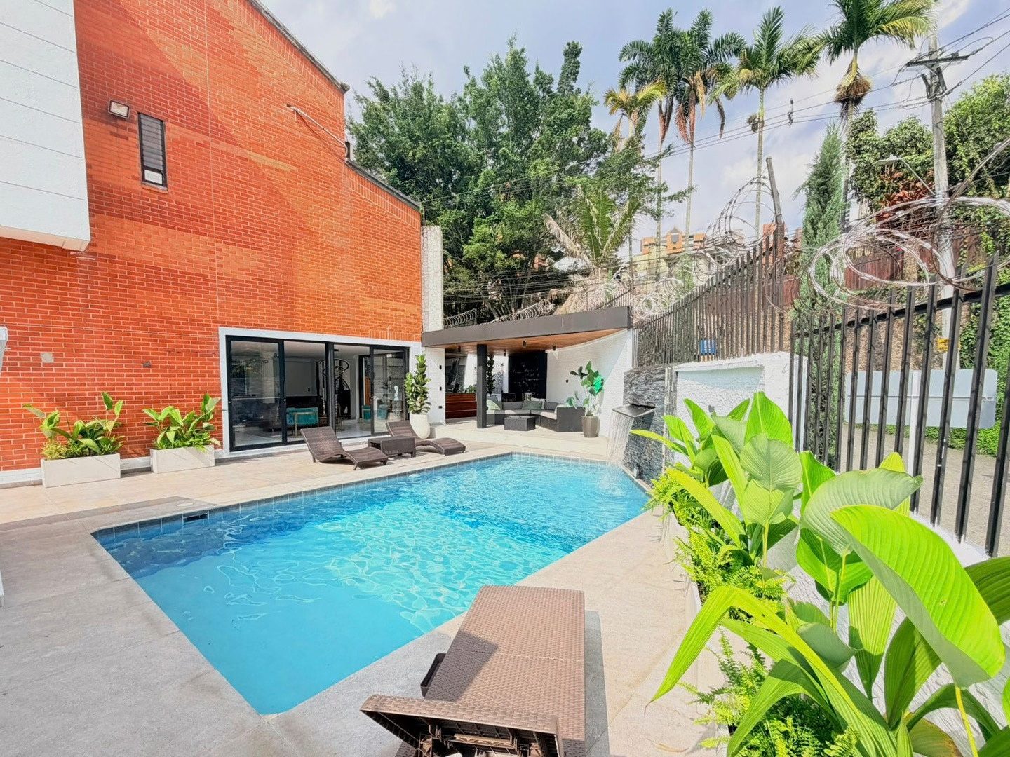 Pool surrounded by tropical plants at Pool House, Las Palmas